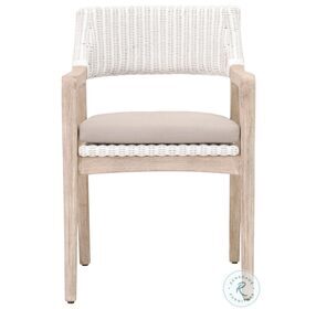 Lucia Light Gray And White Rattan Arm Chair