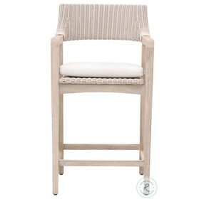 Lucia Performance White Speckle And Pure Synthetic Wicker Outdoor Counter Height Stool
