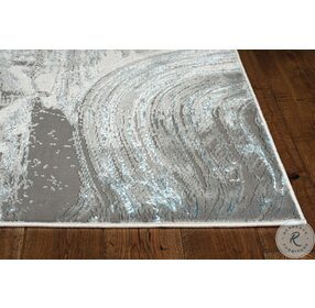 Luna Silver And Blue Stroked Small Rug