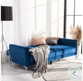 Chelsea Navy And Chrome Foldable Futon Bed