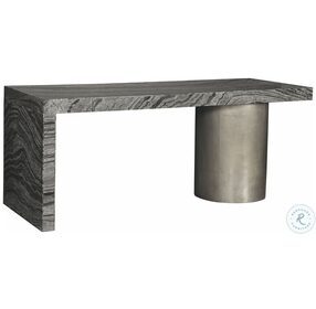 Linea Black Forest Marble And Textured Graphite Metal Home Office Set