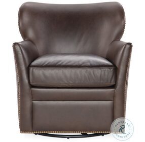 Kenya Hearth Brown Leather Swivel Chair