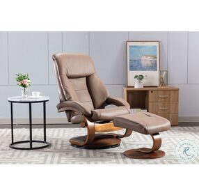 Relax-R Sand Top Grain Leather Montreal Recliner and Ottoman