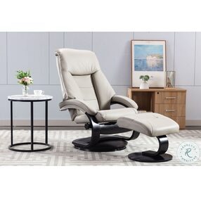 Relax-R Putty Top Grain Leather Montreal Recliner and Ottoman