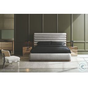 La Moda Grey And Sepia King Upholstered Panel Bed