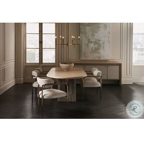 Emphasis Sun Drenched Oak And Silver Travertine Extendable Dining Table