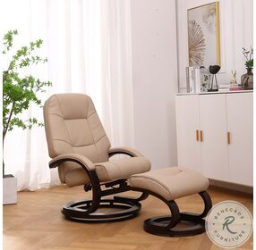 Sundsvall Khaki And Chocolate Recliner with Ottoman