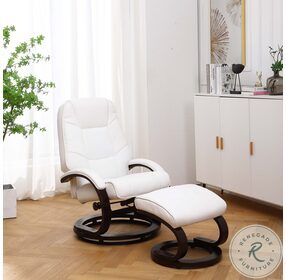 Sundsvall White And Chocolate Recliner with Ottoman
