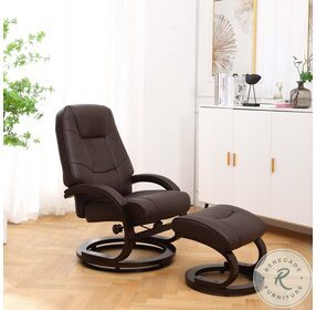 Sundsvall Brown And Chocolate Recliner with Ottoman