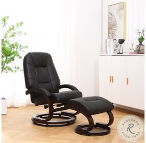 Sundsvall Black And Chocolate Recliner with Ottoman