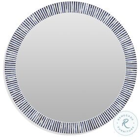 Radial Natural And Blue Bone Round Wall Mirror