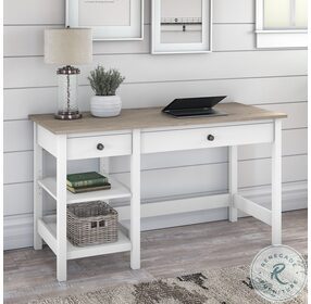 Mayfield Shiplap Gray And Pure White 54" Computer Desk With Shelves