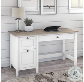 Mayfield Shiplap Gray And Pure White 54" Computer Desk With Drawers