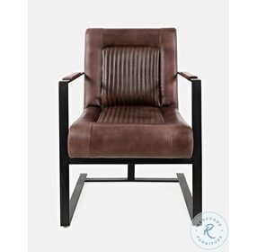 Maguire Dark Sienna Leather Sled Accent Chair