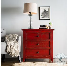 Kendrick Red 3 Drawer Accent Chest