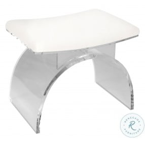 Marlowe White Linene Cushion Lucite Arched Stool