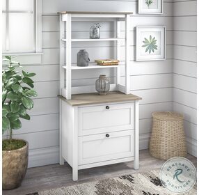 Mayfield Shiplap Gray And Pure White Bookcase With Drawers