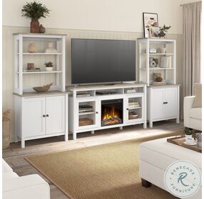 Mayfield Pure White and Shiplap Gray 70" Entertainment Center with Electric Fireplace