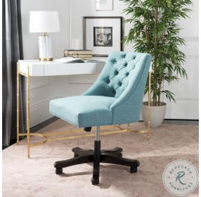 Soho Light Blue Tufted Linen Swivel Adjustable Desk Chair