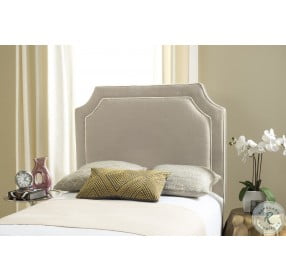 Dane Oyester And White Piping Twin Headboard