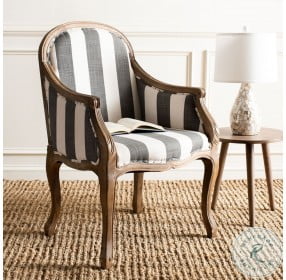 Esther Gray And White Awning Stripes Arm Chair