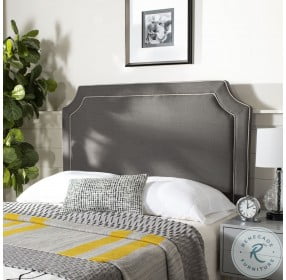 Dane Charcoal And Light Gray Piping Queen Headboard