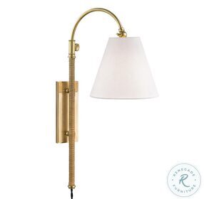 Classic No.1 Aged Brass 1 Light Adjustable Wall Sconce with Rattan Accent