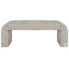 Mercer Taupe Textured Chenille Horizontal Channeled Bench