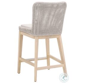 Woven Taupe White Flat Rope And Pumice Mesh Outdoor Counter Height Stool