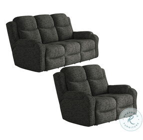 Marvel Charcoal Reclining Sofa with Power Headrest