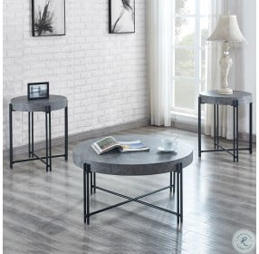 Morgan Gray And Black Round Cocktail Table