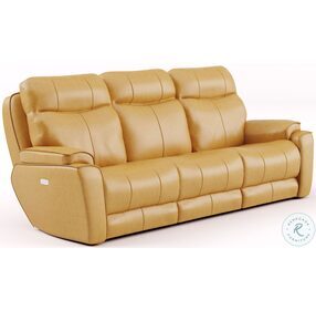 Show Stopper Caramel Reclining Living Room Set with Power Headrest and SoCozi Massage