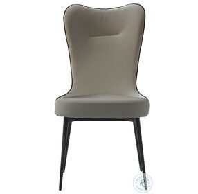 Mickey Pearl Gray Leather Dining Chair Set of 2