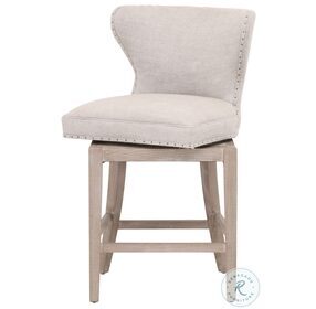 Essentials Milton Bisque French Linen Natural Gray Ash Swivel Counter Height Stool