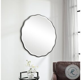 Aneta Black Round Mirror