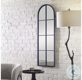 Amiel Stylish Satin Black Arch Window Mirror