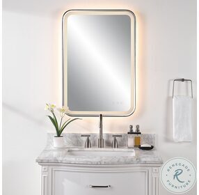 Crofton Satin Black Mirror with Integrated LED Lighting