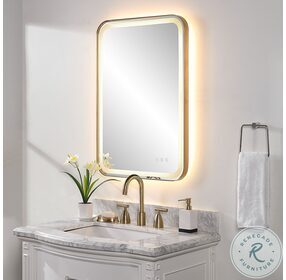 Crofton Brushed Brass Mirror with Integrated LED Lighting