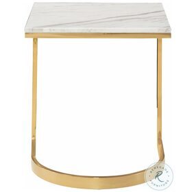 Blanchard Polished Brass And Jazz White Marble End Table