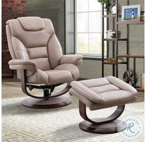 Monarch Linen Manual Reclining Swivel Chair With Ottoman