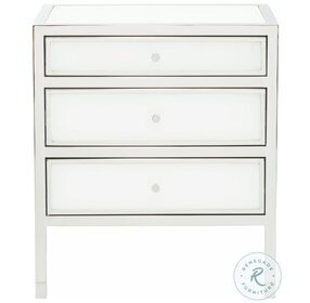 Blanca White And Polished Stainless Steel 26" Nightstand