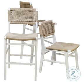 Monroe Matte White Lacquer Rattan Wrapped Dining Chair
