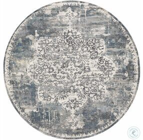 Montreal Ivory And Teal Bentley Extra Large Round Area Rug