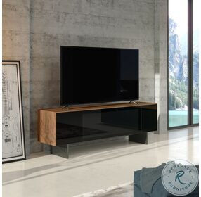 Monza Walnut And Black TV Stand