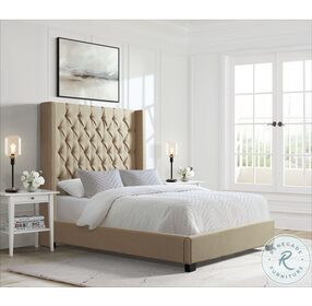 Arden Morrow Natural Tufted Queen Upholstered Panel Bed