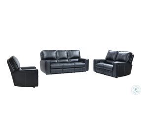 Rockford Verona Black Leather Power Reclining Loveseat with Power Headrest and Footrest