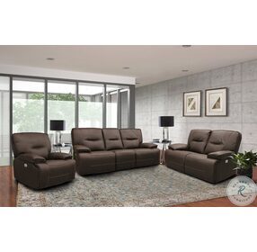 Spartacus Chocolate Dual Power Reclining Loveseat with Power Headrest