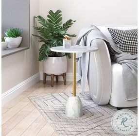 Cynthia White And Gold Side Table