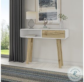 Alhena White UV And Sandy Brown Oak 40" Console Table