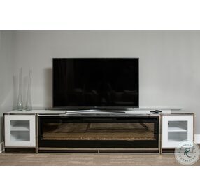 State St Satin And Glossy White TV Stand With Fireplace